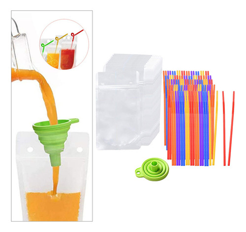 100 Unidades De Bolsas De Bebida Desechables Selladas Con