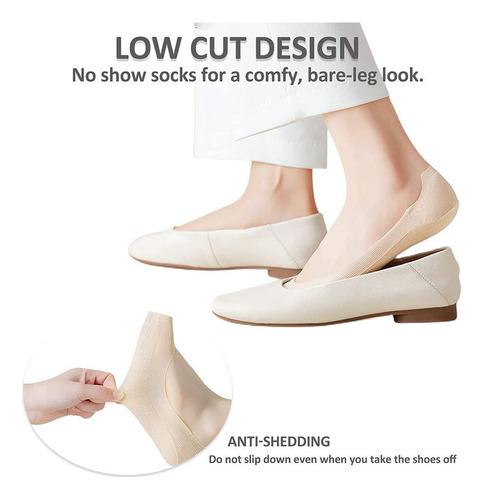 Calcetines Invisibles Antideslizantes Para Mujer, 5 Pares