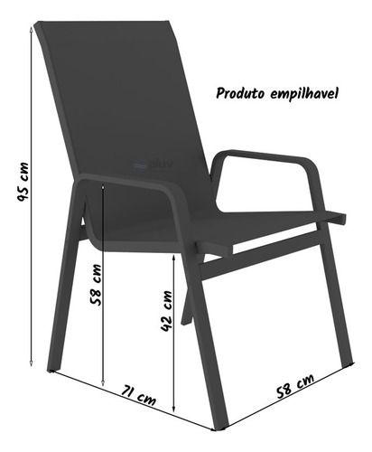 Aluv Móveis Conjunto Ripado Aluv conjunt 4 cadeiras area externa aluminio cor fendi e tela fendi
