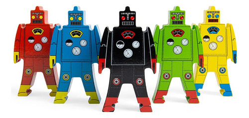 Juguete Apilable De Madera Robots 9 Piezas Para Niños 3 Años