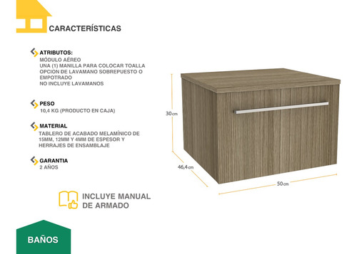 Imagen 2 de 5 de Módulo Aéreo Para Lavamanos 030 - Casalista® Baños