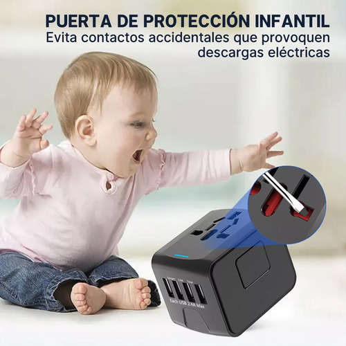 Adaptador Enchufe Universal Viaje Internation+porta Pasaport