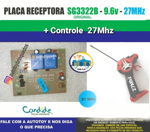 Placa Receptora 9.6v  Sg3322b  27mhz + Controle 