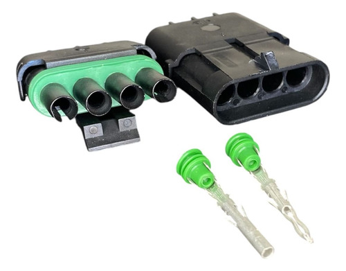 Conector Delphi Selado 4 Vias 4 Pinos Série 2.5 Par Preto
