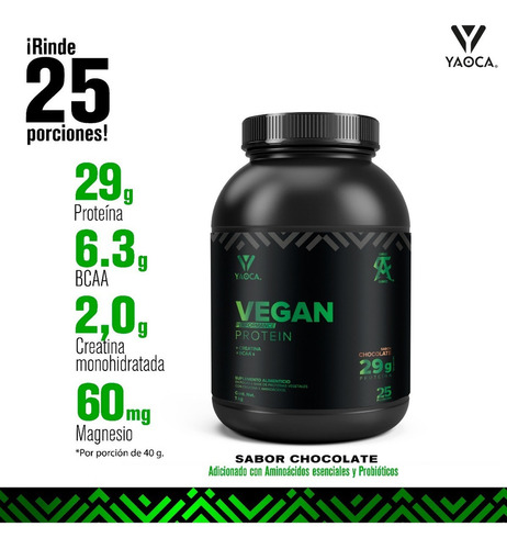 Suplemento En Polvo Yaoca Proteina Vegana + Creatina + BCAA´S  1 Kg