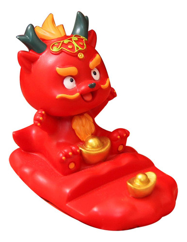 Soporte Para Teléfono Móvil De Dragón Chino, Estatua Rojo
