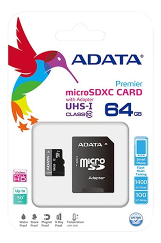 Memoria Sdxc Adata Premier Ausdx64guicl10-ra1 64gb Uhs-i C10