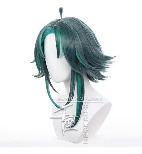 //- Juego Genshin Impact Xiao Cosplay Peluca Corto Pelo 30cm