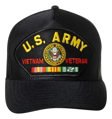 Gorra De Béisbol Negra Con Parche De Emblema De Veterano De 