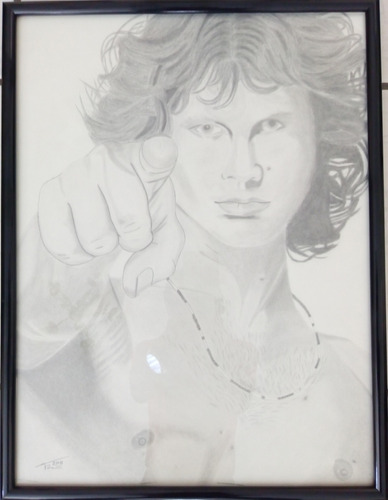 Dibujo A Lápiz Retrato  Enmarcado   (jim Morrison)