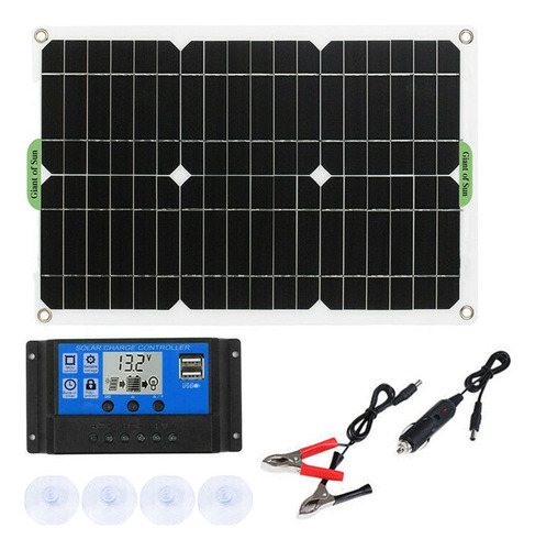 Kit De Panel Solar De 180 W, Cargador De 12 V Con Controlado