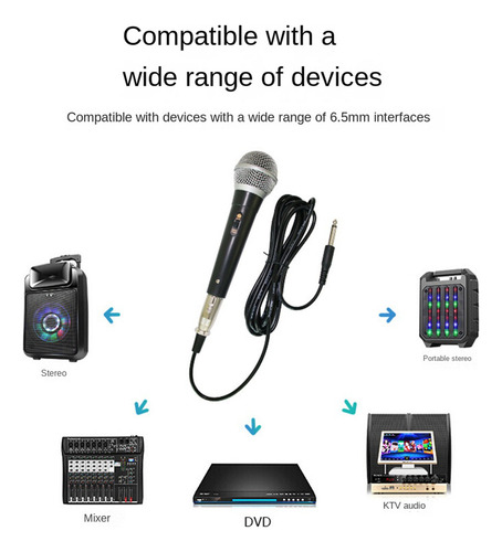 3 Micrófonos De Karaoke Portátiles Profesionales Con Cable D