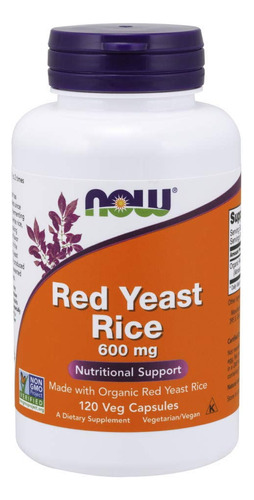 Red Yeast Rice 600 Mg 120 Cápsulas Vegetales Now Foods
