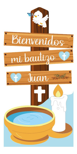 Letrero Bautizo Niño Bienvenida Base Rígida 1 Pz Coroplast