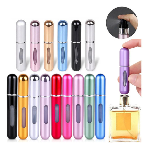 Mini Perfumero Portátil Recargable 8ml Atomizador Colores X3