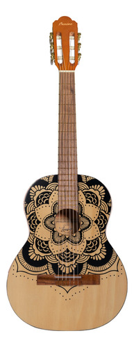 Guitarra Criolla Clásica 3/4 Bamboo Gc-36 Mandala Con Funda Color Natural Material del diapasón Nogal