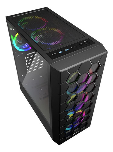 Gabinete Gamer Pro Sharkoon Hex 6 Fanes Rgb Rejilla Y Vidrio