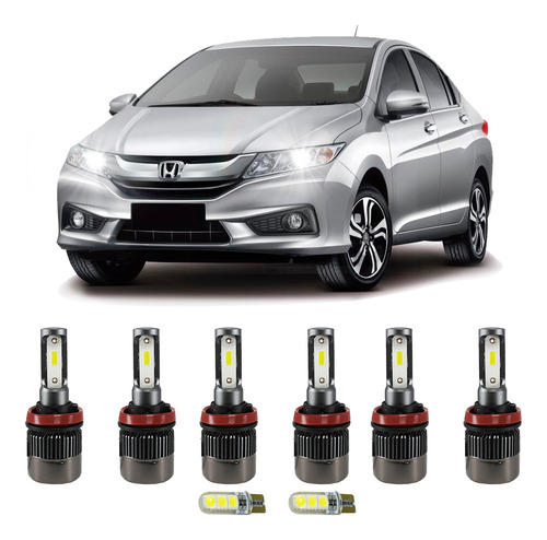 Kit Lampada Super Led Plus Honda City 2017 Farol E Milha