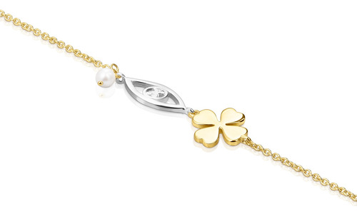 Pulsera Tous Good Vibes De Plata Vermeil, Plata Y Perla