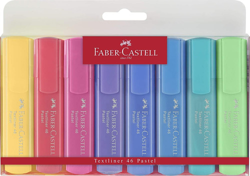 Juego Resaltadores Colores Pastel Faber-castell 8 Con Punta