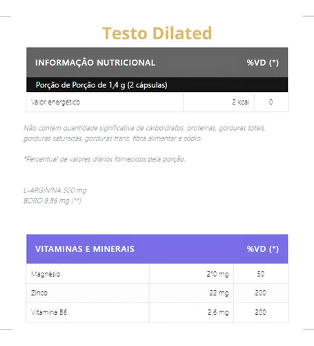 Suplemento Testo Gh Dilated - 60 Cápsulas Body Nutry