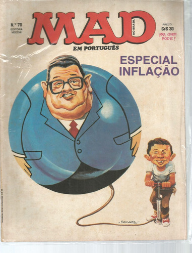 Mad N° 70 - Especial Inflação - Em Português - Editora Vecchi - Formato 21 X 27 - Capa Mole - Bonellihq Cx442 H18