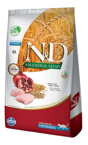 N&d Ração Ancestral Frango Gatos Adultos Castrados 1,5kg