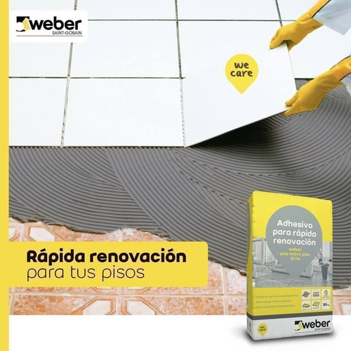 Imagen 2 de 7 de Weber Piso Sobre Piso 12 Hrs X 30kg Adhesivo Weber.col