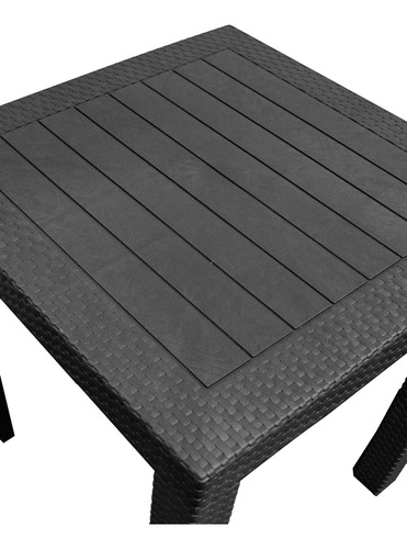 Mesa De Plástico Estilo Rattan Con 4 Bancos