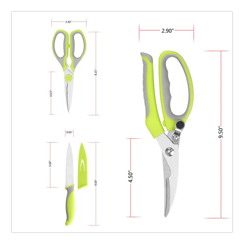 , Juego De 3 Tijeras De Cocina Con Resorte, Tijeras De Pollo