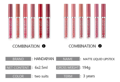 * Conjunto Cosmético Labial Fosco De Batom De Longa Duração