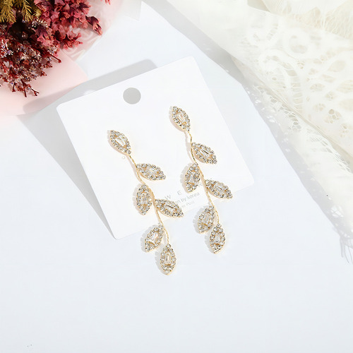 Lusix Pendientes Colgantes Con Forma De Hoja Dorada, Estilo
