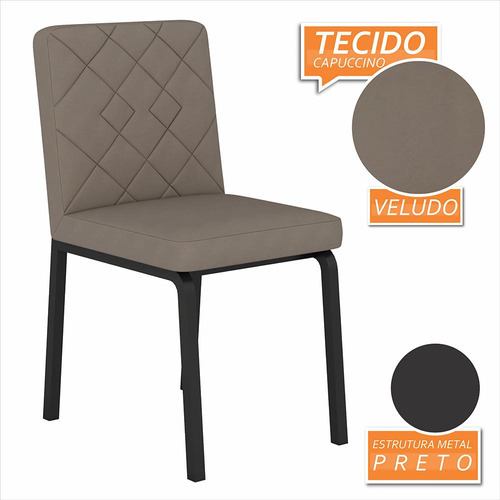 Kit 2 Cadeiras Estilo Industrial Véria Pret/capucci - M.a Cor Preto Fosco/veludo Capuccino Cor da estrutura da cadeira Preto/Fosco Cor do assento Capuccino Desenho do tecido Liso