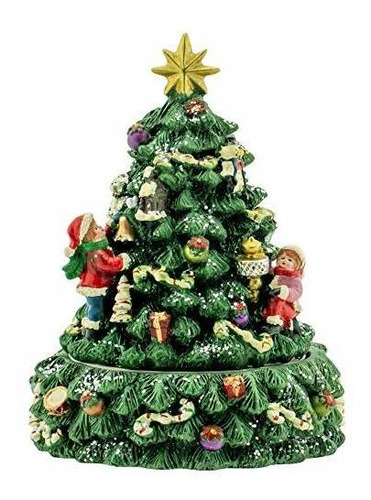 Caja De Música Giratoria Con Árbol De Navidad Y Papá Noel De