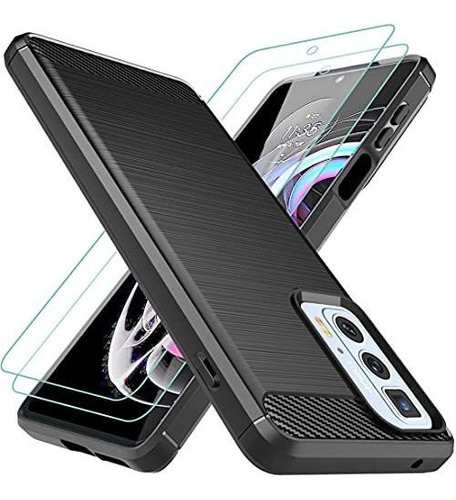 Funda + 2 Protectores Pantalla Motorola Edge 20 Pro Negro