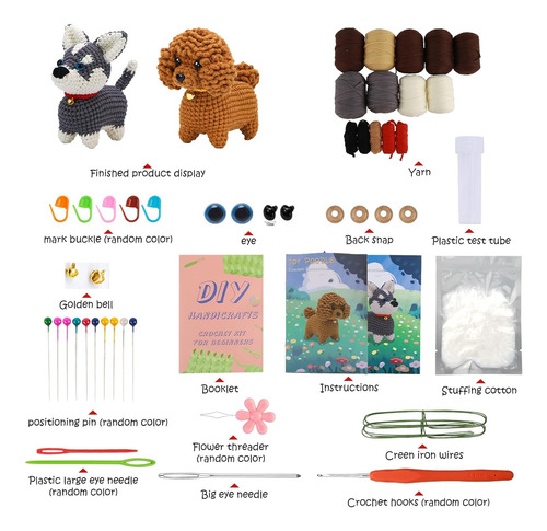 Kit De Crochet Para Hacer 2 Perros Incluye Tutorial Y Materi