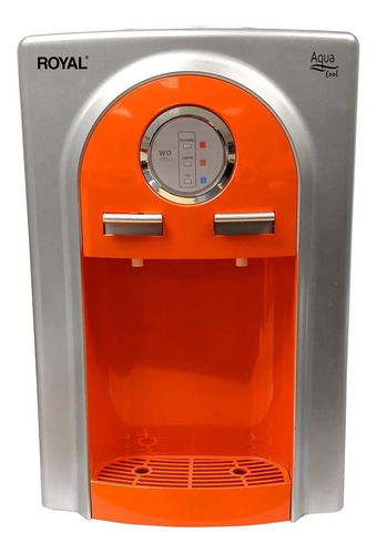 Dispensador Agua De Compresor Royal Aquacool De Mesa Con Seguro De Niños Agua Fría Y Caliente 110v Carga Superior Color Gris Con Naranja