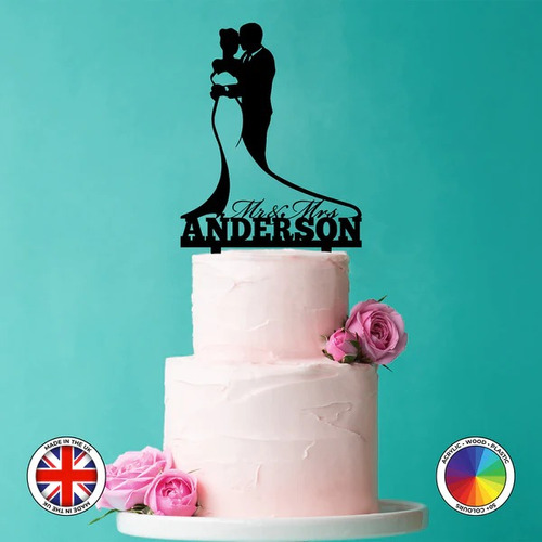 Cake Topper Adorno Torta - Novios Boda Nombre Personalizado