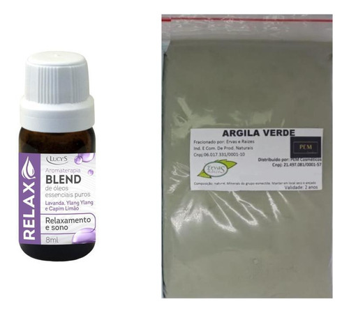 Argila Verde 1kg E Óleo Essencial Lavanda