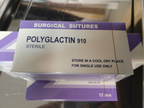 Unidad Sutura Polyglactina (vicryl) 1/0, Aguja 3/8 Cortante