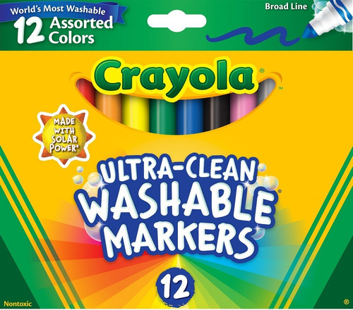 Marcadores Ultra-clean (grandes) 12 Colores Crayola 