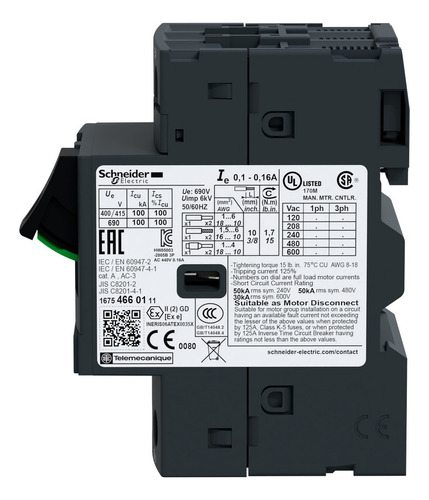 Guardamotor termomagnético Tesys Deca 1-1.6A pulsador schneider