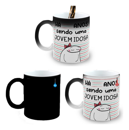 Caneca Mágica Porcelana Presente Meme Flork Jovem Idosa