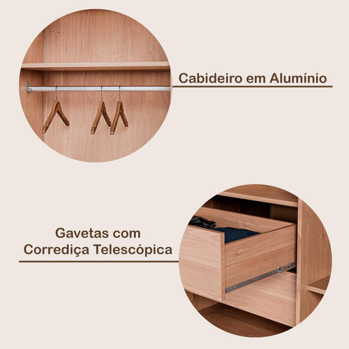 Guarda Roupa Rustic 1 Porta Com Espelho - Mademarcs
