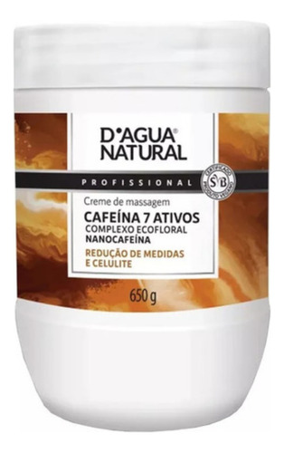 Kit 2x Creme Massagem Cafeína 7 Ativos 650g Dagua Natural