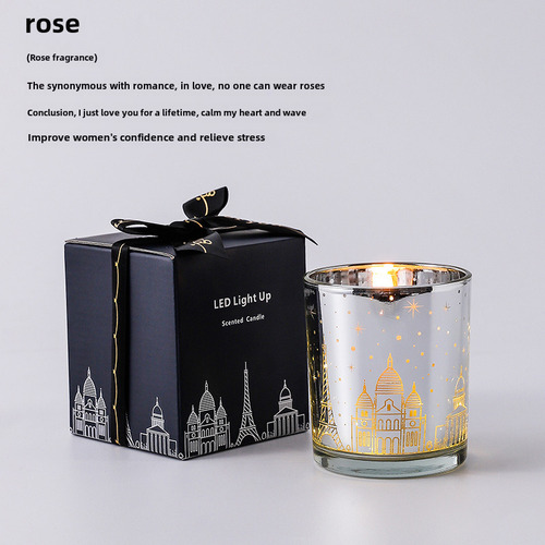 A Vela Led Aromática Romántica Con Diseño De Rosa Francesa