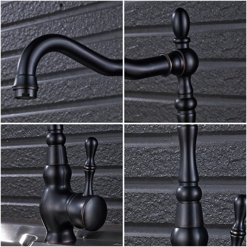 Llave Grifo Mezcladora Monomando Lavamanos Negro Bronce Acabado Aceitado Color Negro Oil