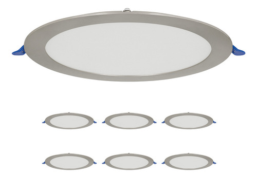Pack 6 Lámparas Led Techo 18W, 4000K, Estévez, Color Níquel