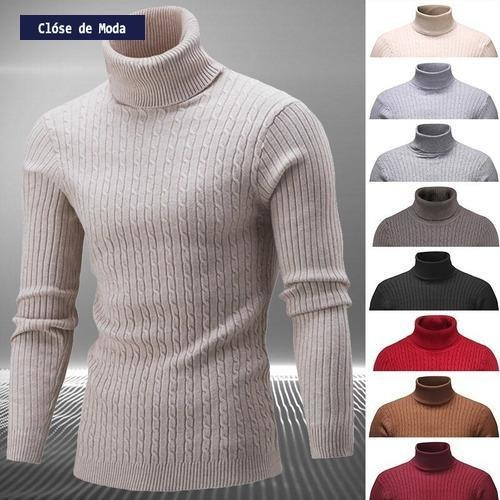 Imagen 3 de 10 de Camiseta De Punto Los Hombres Invierno Cuello Tortuga Manga
