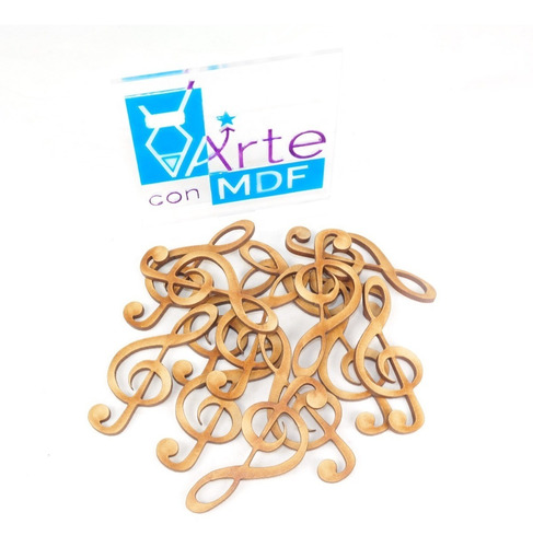 Imagen 10 de 10 de Paquete 100 Clave Sol Scrapbook Madera Mdf Manualidades